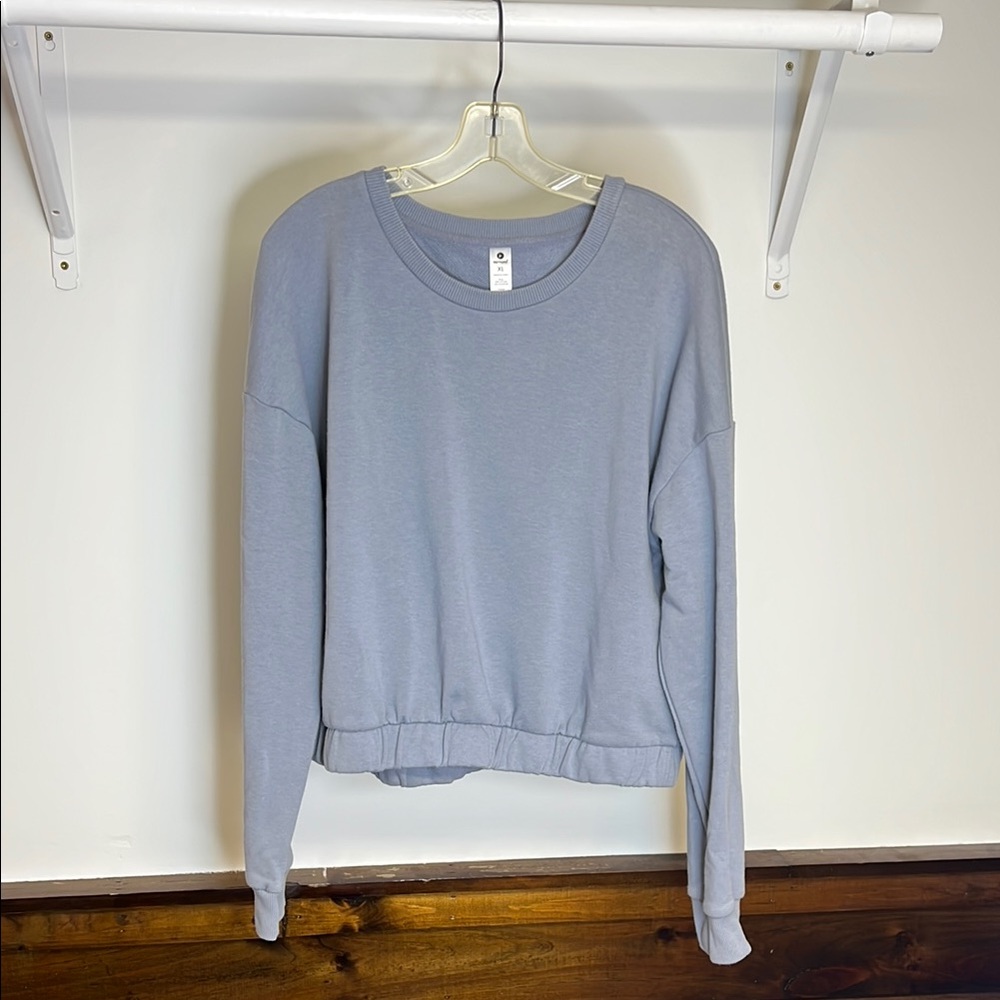 90 Degree by Reflex Grayish Blue Cropped Sweatshirt- XL
